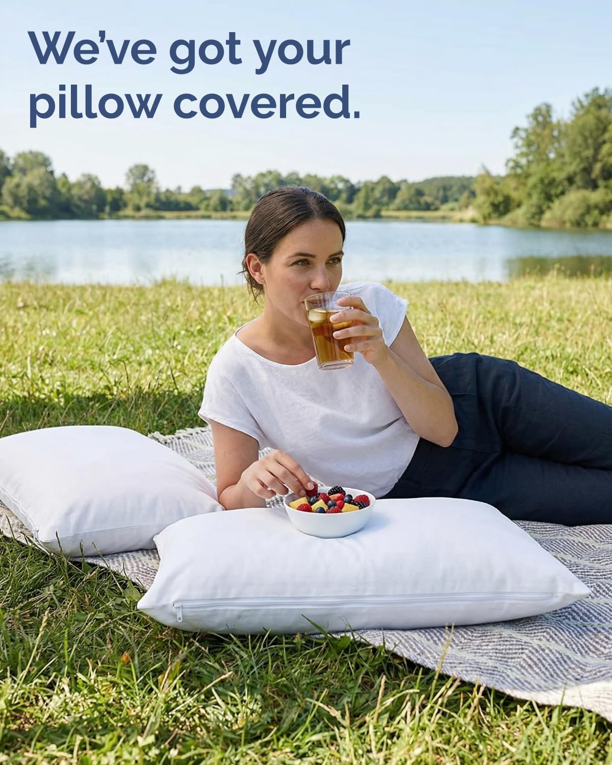 BBEE SOLUTIONS Queen Pillow Protectors with Zipper – Set of 2 Bed Bug & Dust Mite Proof Pillow Covers