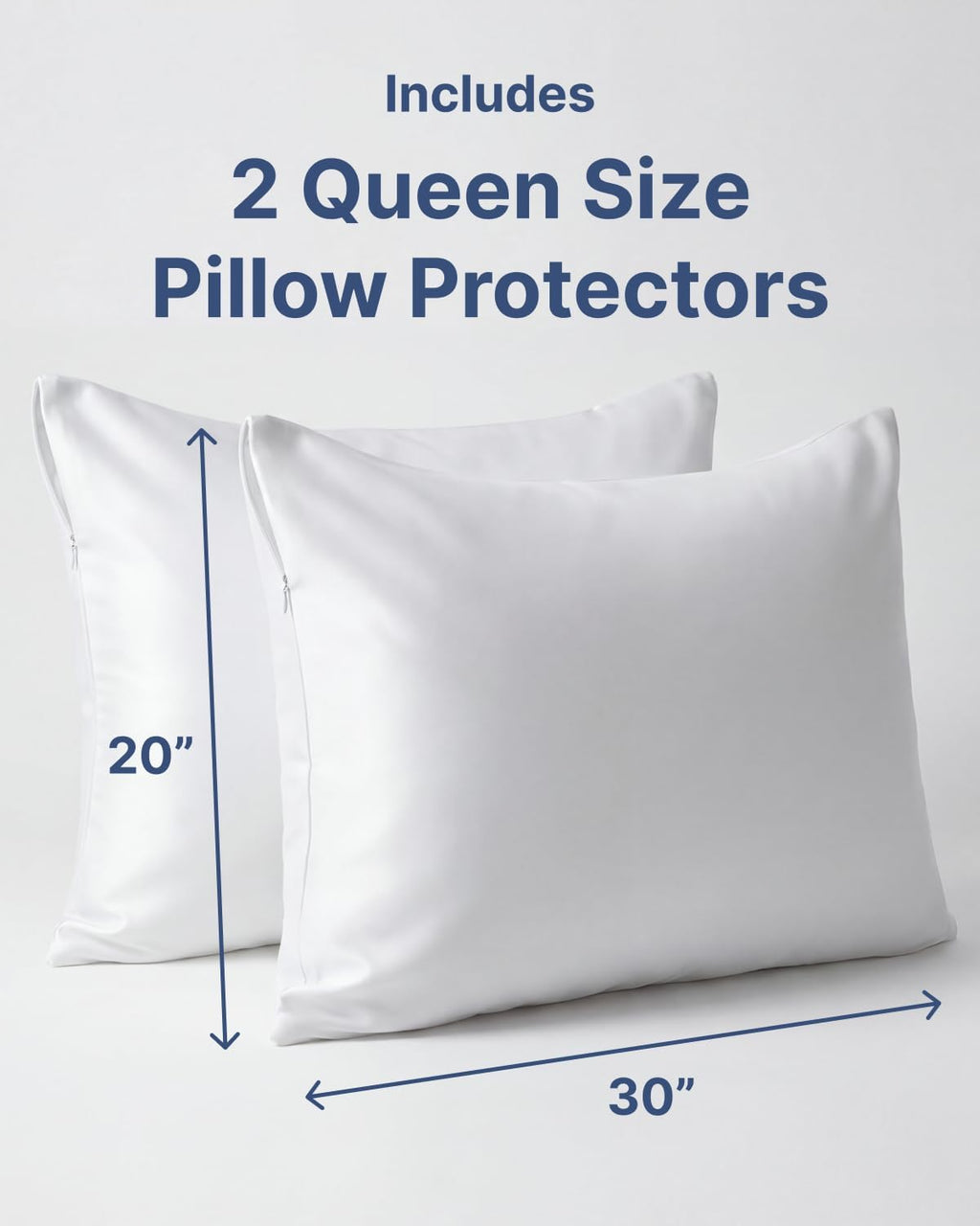 BBEE SOLUTIONS Queen Pillow Protectors with Zipper – Set of 2 Bed Bug & Dust Mite Proof Pillow Covers