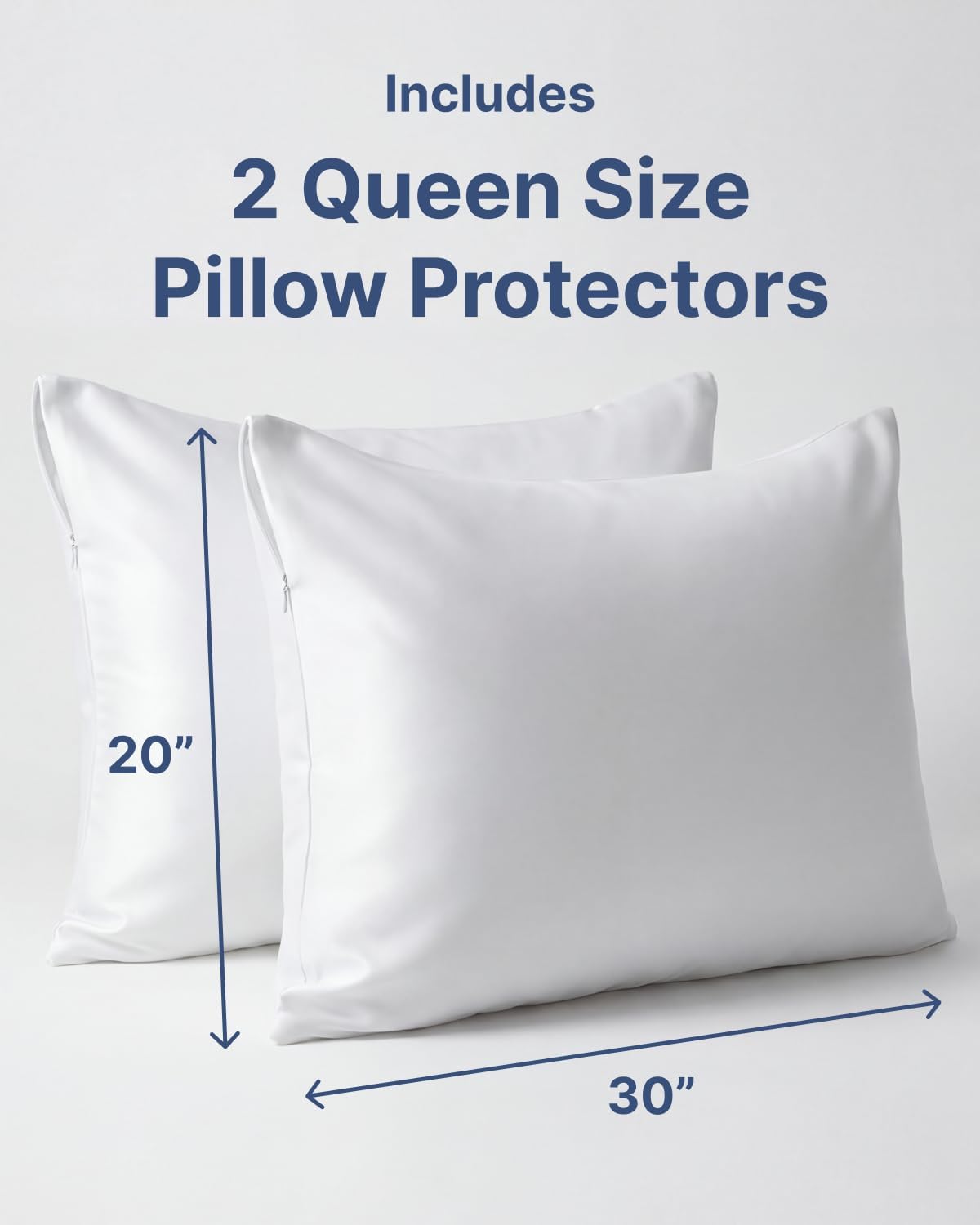 BBEE SOLUTIONS Queen Pillow Protectors with Zipper – Set of 2 Bed Bug & Dust Mite Proof Pillow Covers