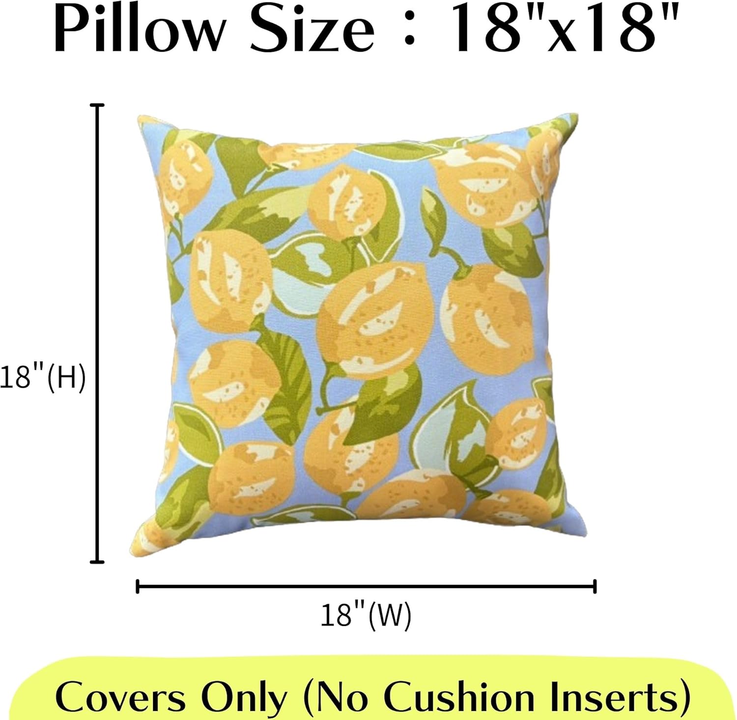 BBEE SOLUTIONS Outdoor Lemon Print Pillow Covers Set of 2 – Double-Sided Water-Resistant Decorative Cushion Covers
