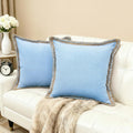 BBEE SOLUTIONS Set of 2 Water-Resistant Outdoor Pillow Covers | Blue Decorative Cushion Covers for Patio & Home