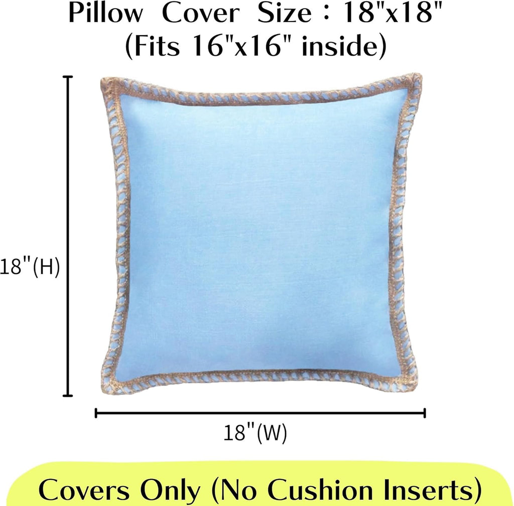BBEE SOLUTIONS Set of 2 Water-Resistant Outdoor Pillow Covers | Blue Decorative Cushion Covers for Patio & Home