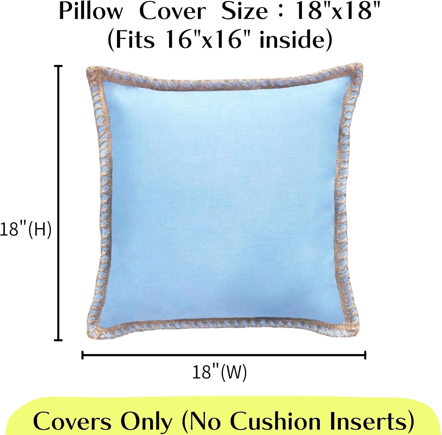 BBEE SOLUTIONS Set of 2 Water-Resistant Outdoor Pillow Covers | Blue Decorative Cushion Covers for Patio & Home