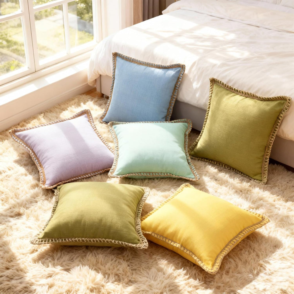 BBEE SOLUTIONS Set of 2 Water-Resistant Outdoor Pillow Covers | Blue Decorative Cushion Covers for Patio & Home